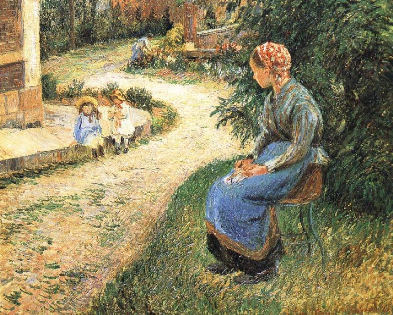 Camille Pissarro Sitting in the garden of the maids